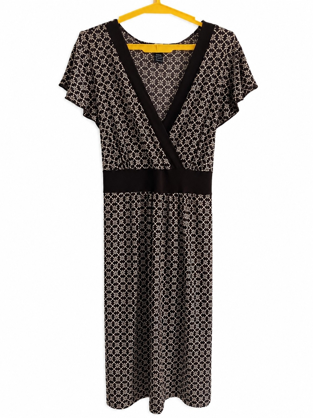Studio 1940 Women’s Size 14/16W Black White Geometric Wrap Style Midi Dress - Picture 3 of 8